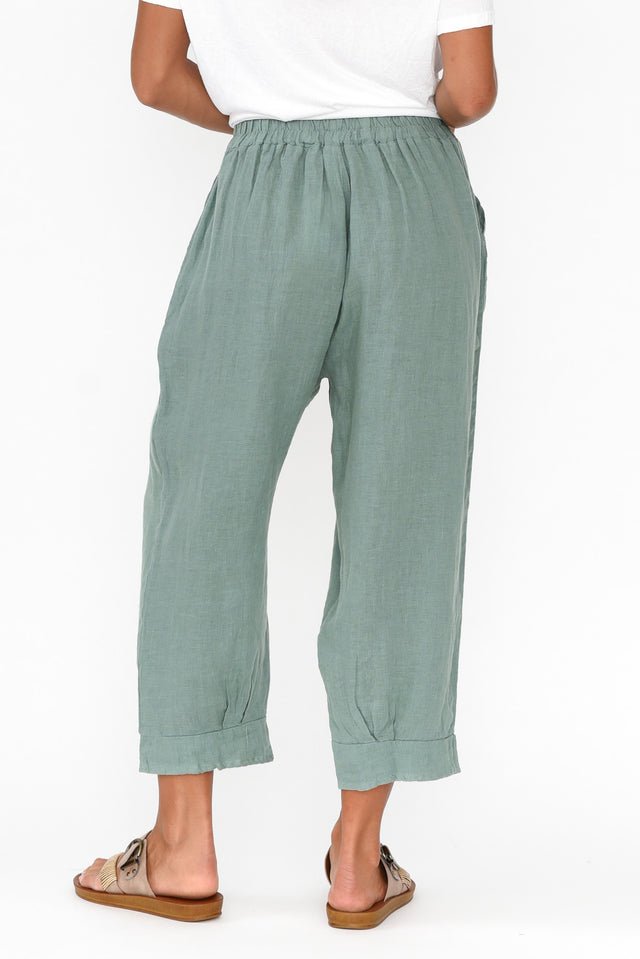 Elide Sage Linen Cropped Pants