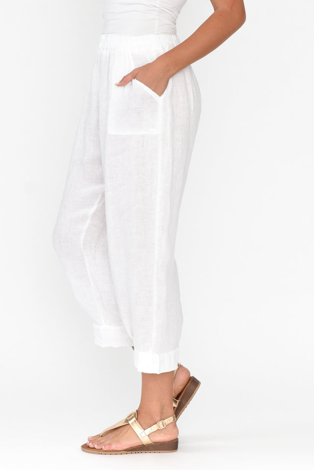 Elide White Linen Cropped Pants