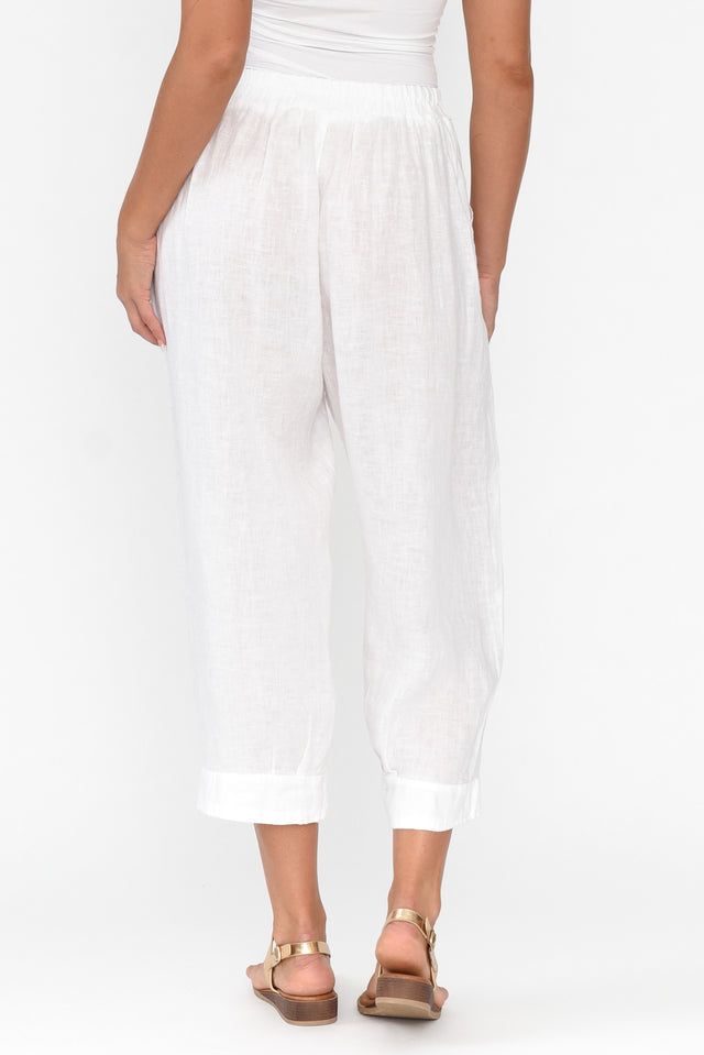 Elide White Linen Cropped Pants