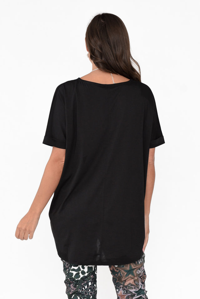 Emiko Black Drape Cotton Top