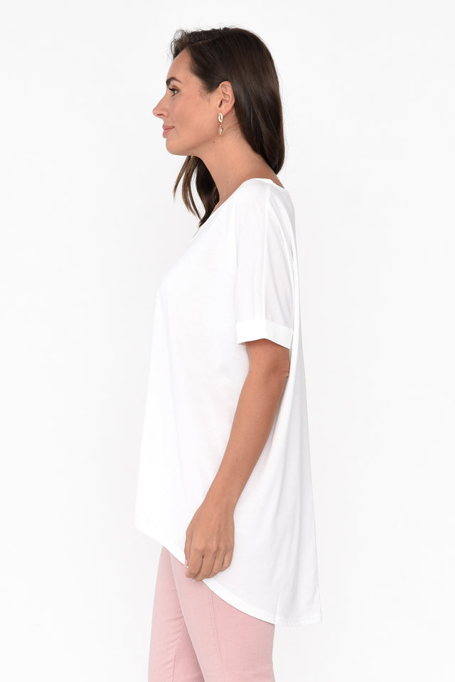 Emiko White Drape Cotton Top