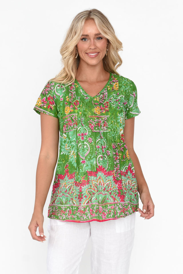 Fia Green Heritage Cotton Top neckline_V Neck 