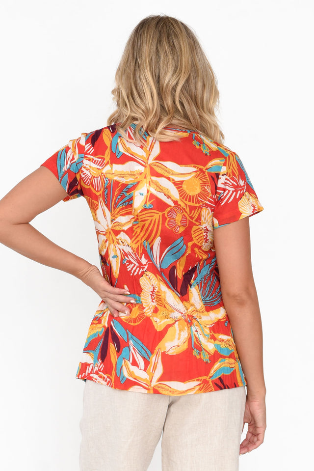 Fia Orange Jungle Cotton Top