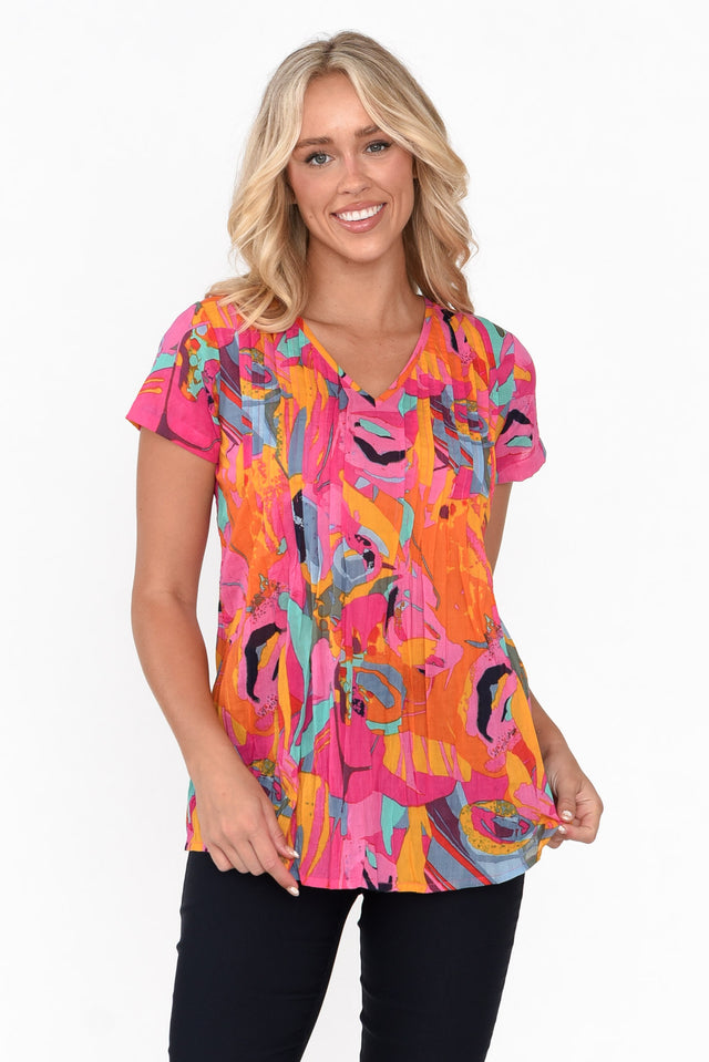 Fia Orange Poppy Cotton Top