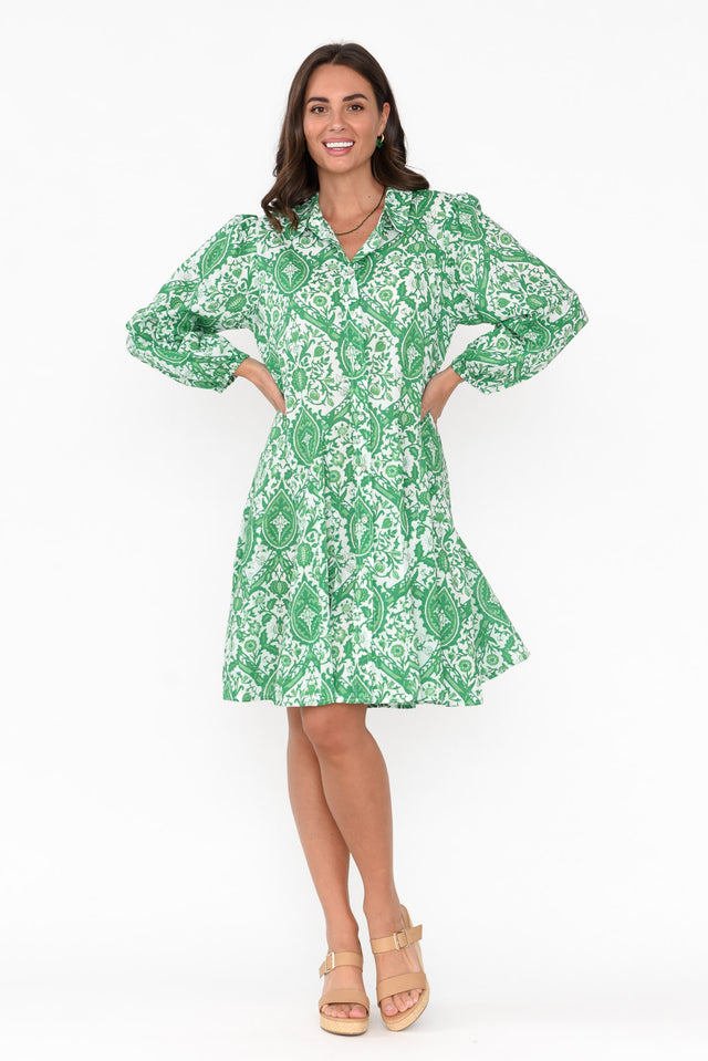 Fitzroy Green Paisley Cotton Dress