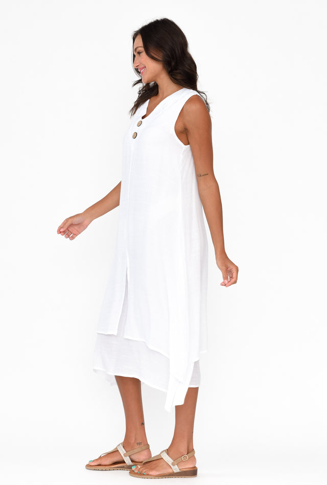 Gutha White Cotton Blend Layer Dress