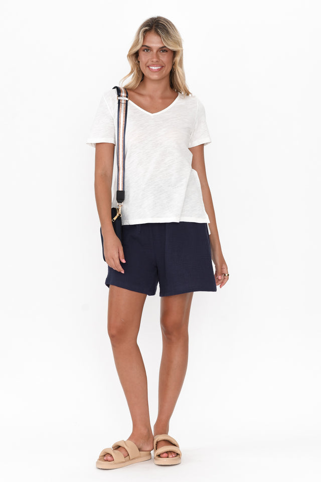 Hakim Navy Cotton Drawstring Shorts