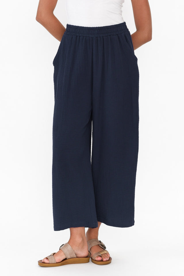 Indila Navy Cotton Pants