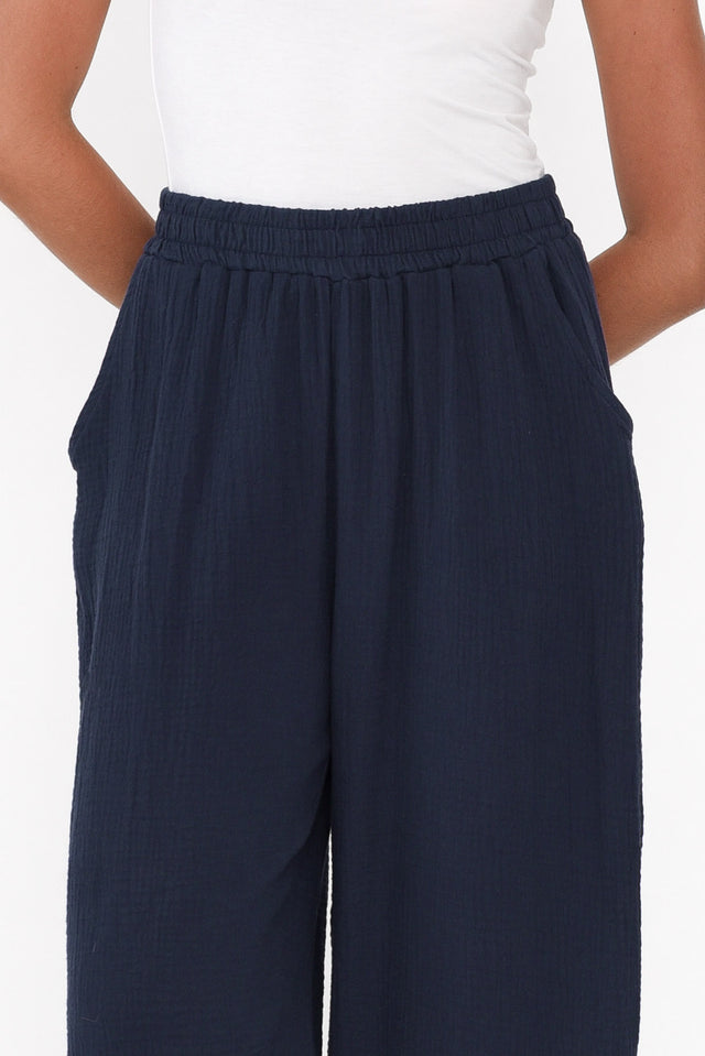 Indila Navy Cotton Pants