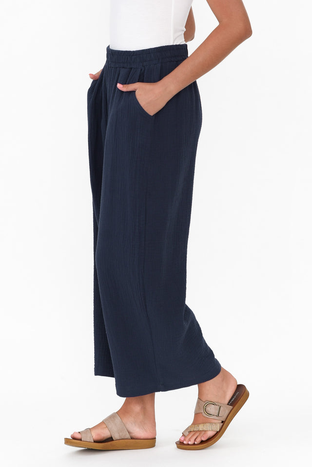 Indila Navy Cotton Pants