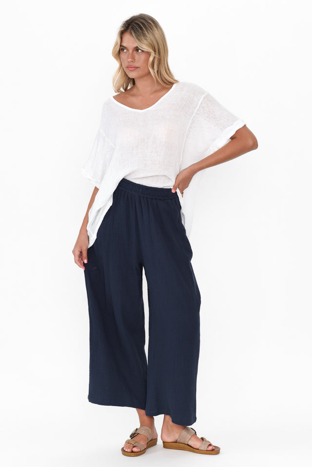 Indila Navy Cotton Pants