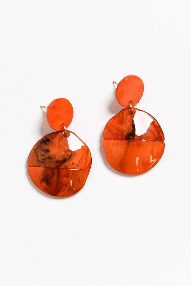 Isolde Orange Glitter Circle Earrings