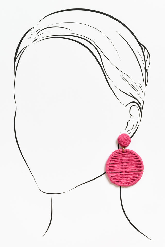 Jericho Hot Pink Woven Disc Earrings