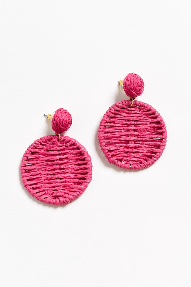 Jericho Hot Pink Woven Disc Earrings