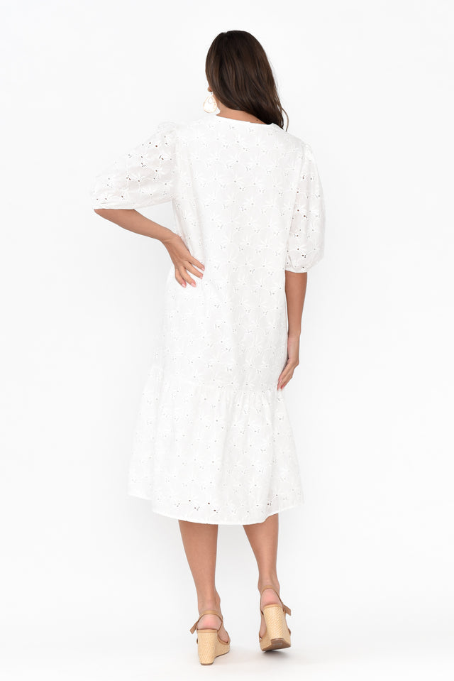 Kailey White Embroidered Cotton Dress