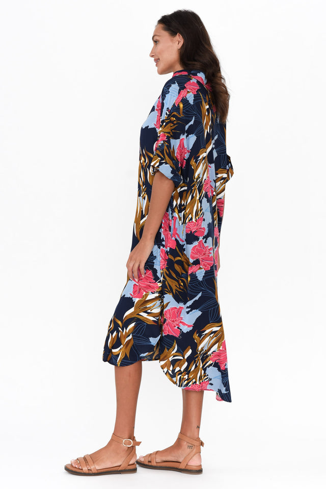 Kazi Navy Garden Shirt Dress