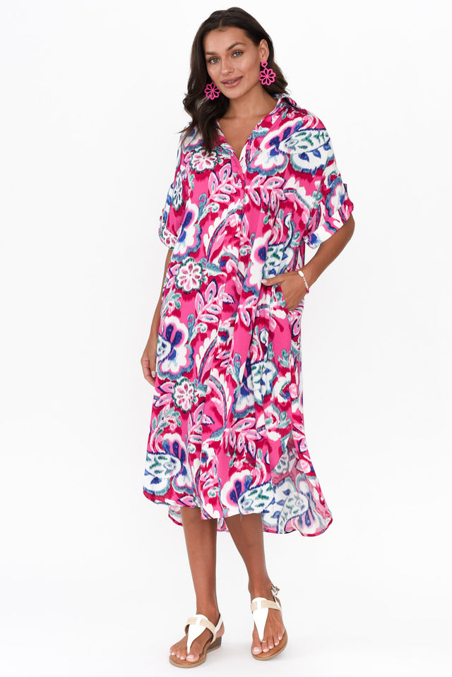 Kazi Pink Garden Shirt Dress