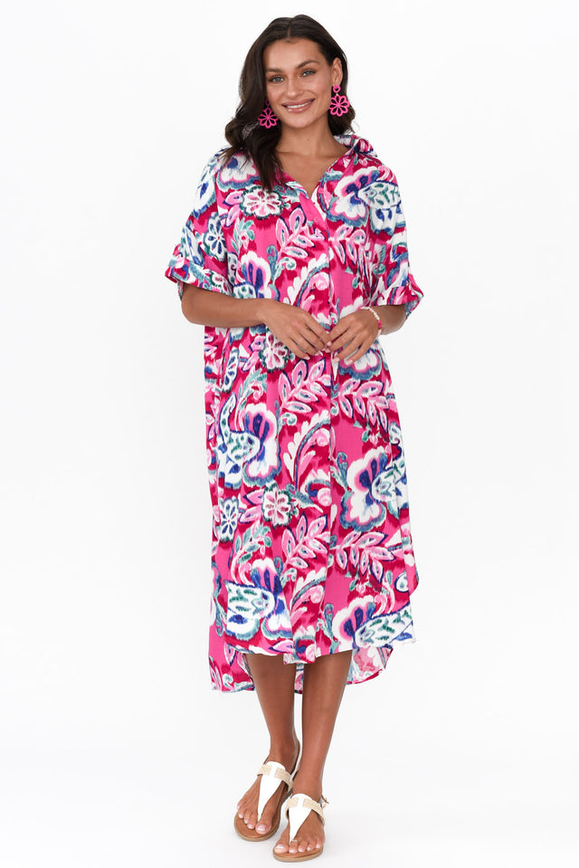 Kazi Pink Garden Shirt Dress