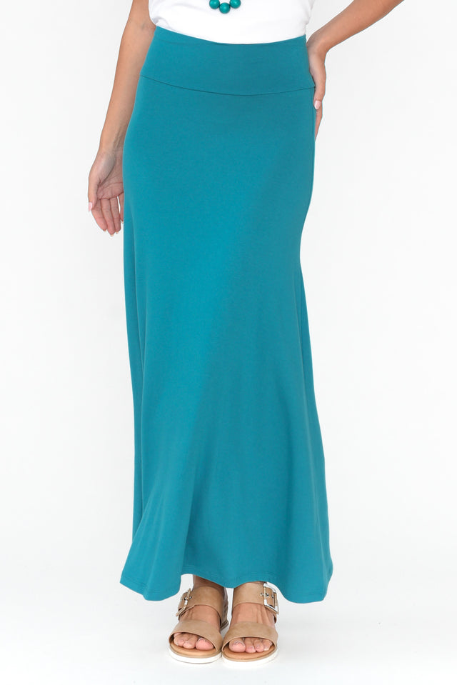 Lana Teal Bamboo Maxi Skirt