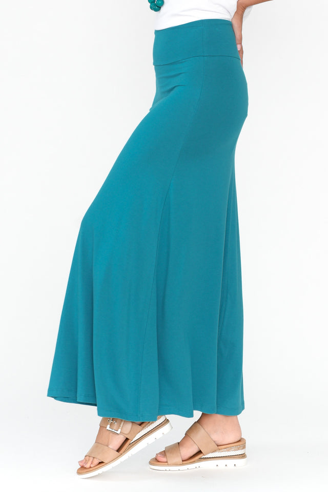 Lana Teal Bamboo Maxi Skirt