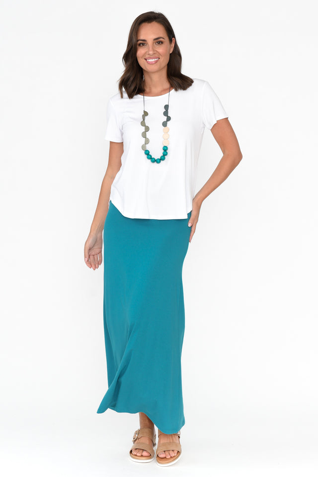 Lana Teal Bamboo Maxi Skirt