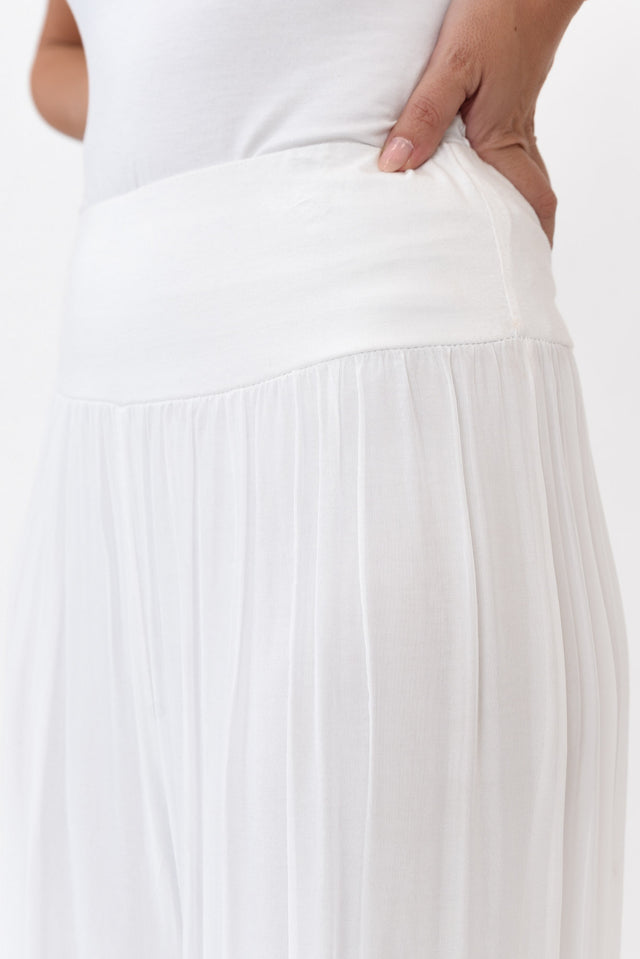 Laurier White Silk Wide Leg Pants