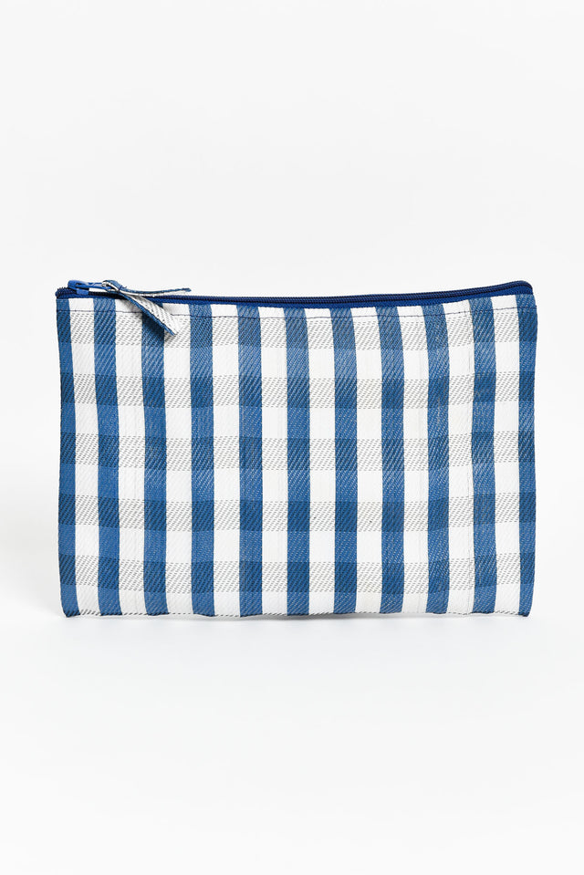 Leeca Blue Check Zip Pouch