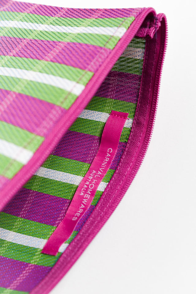 Leeca Magenta Stripe Zip Pouch