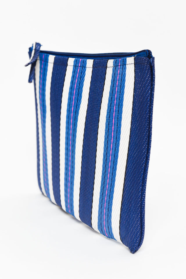 Leeca Navy Stripe Zip Pouch