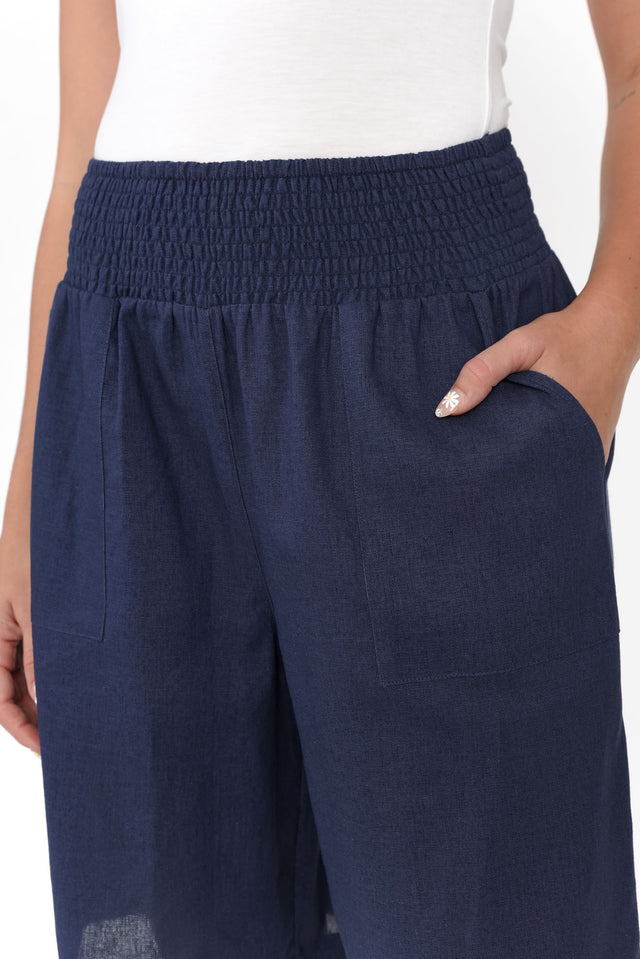 Lee Navy Linen Blend Bermuda Shorts