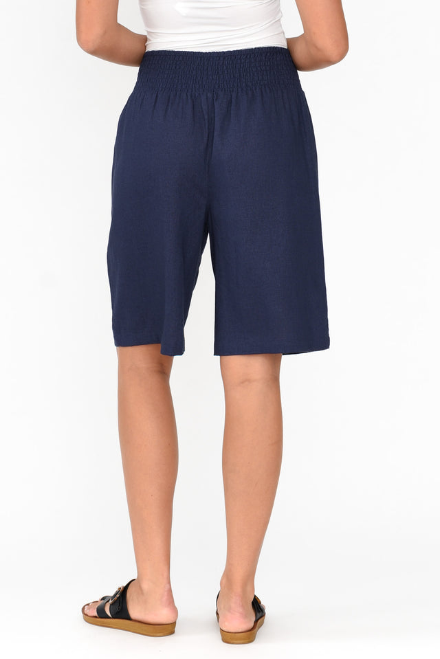 Lee Navy Linen Blend Bermuda Shorts