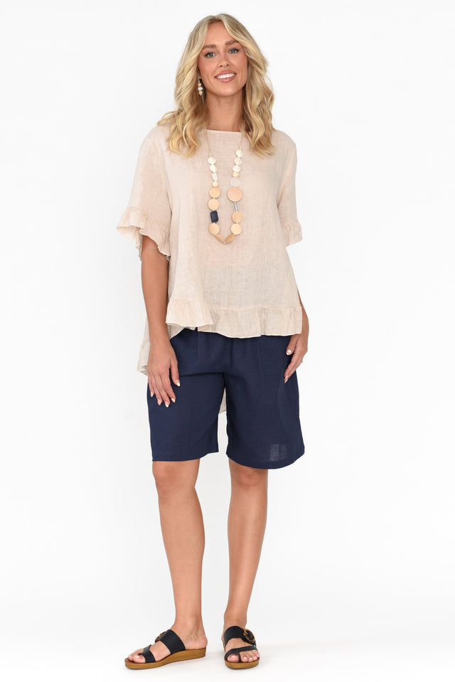 Lee Navy Linen Blend Bermuda Shorts