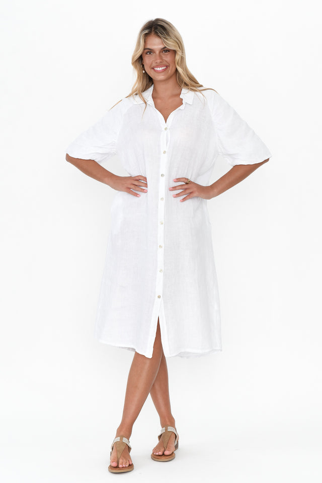 Leon White Linen Shirt Dress