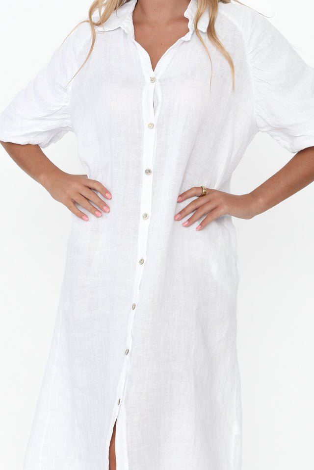 Leon White Linen Shirt Dress