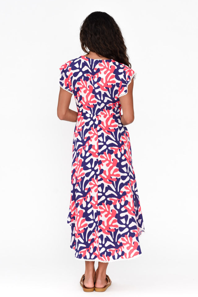 Libby Purple Abstract Midi Dress