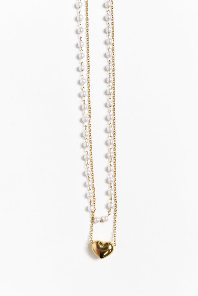 Lynne Gold Heart Pearl Necklace