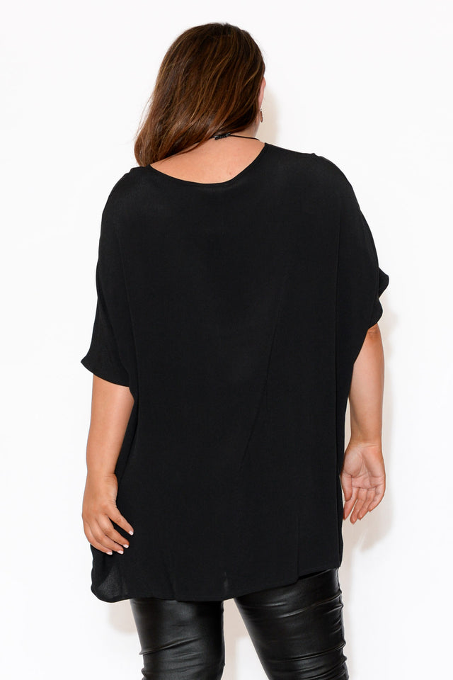 Mali Black Drape Top