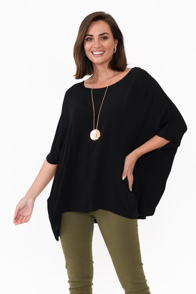 Mali Black Drape Top