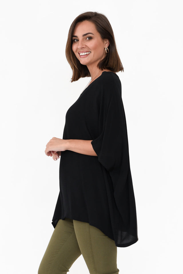 Mali Black Drape Top