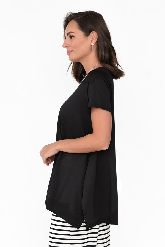 Marcy Black Drape Cotton Top