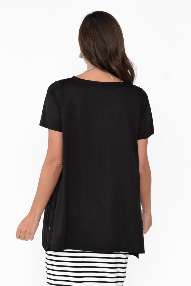 Marcy Black Drape Cotton Top