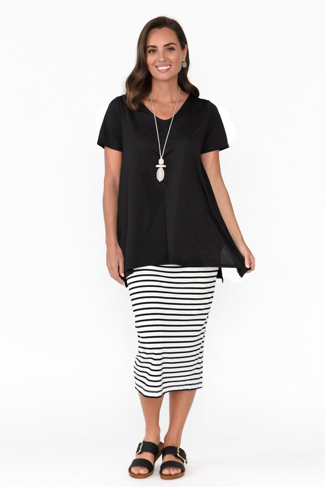 Marcy Black Drape Cotton Top