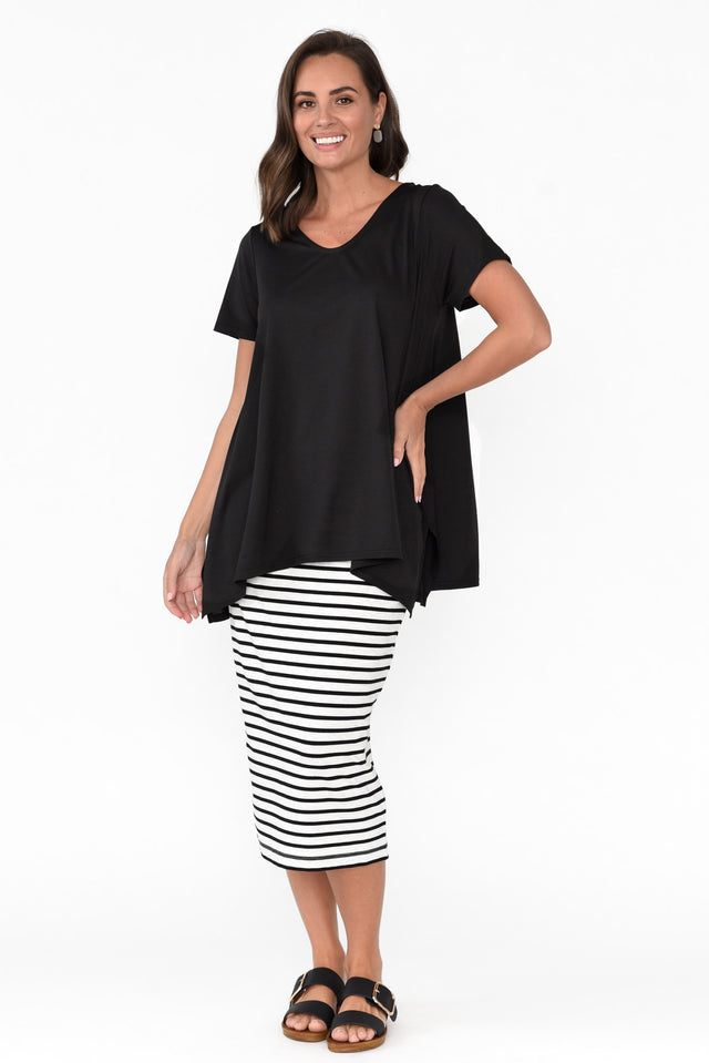 Marcy Black Drape Cotton Top