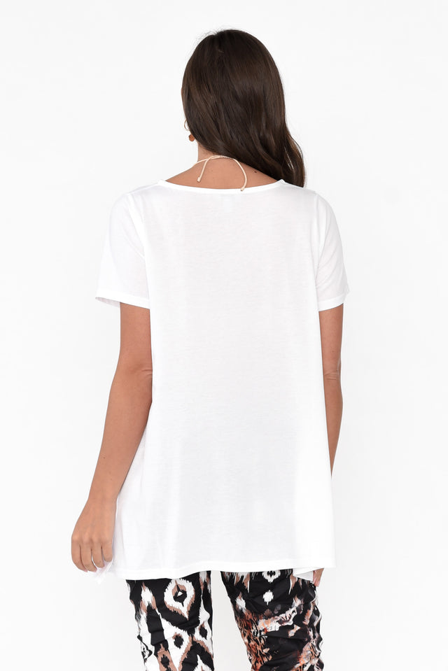 Marcy White Drape Cotton Top