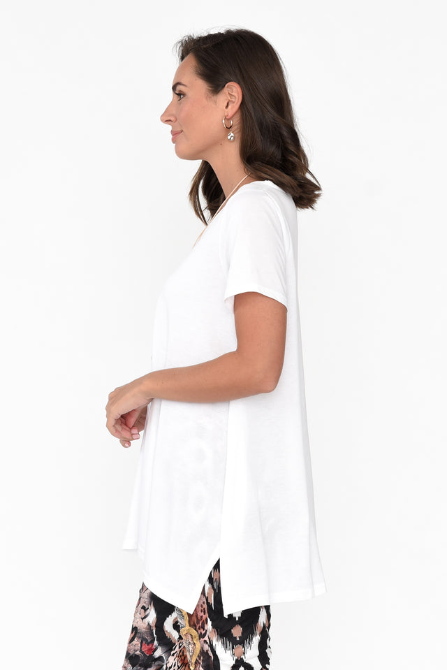 Marcy White Drape Cotton Top