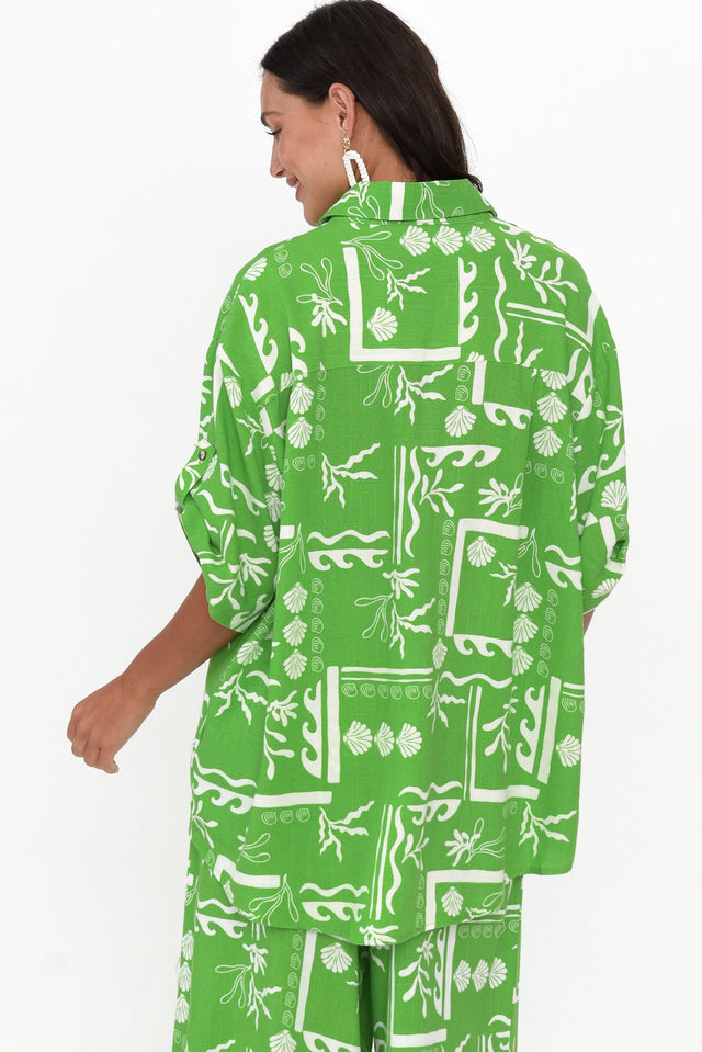 Mariposa Green Seashell Collared Shirt