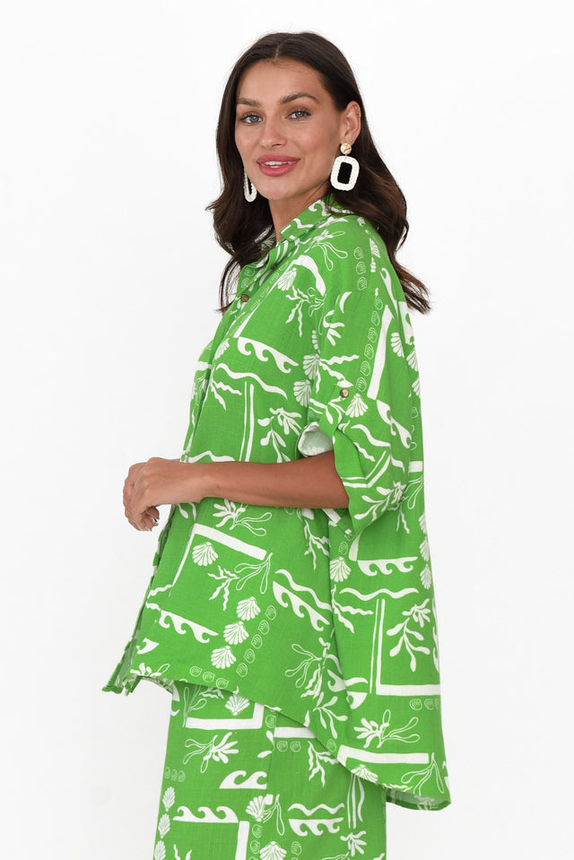 Mariposa Green Seashell Collared Shirt