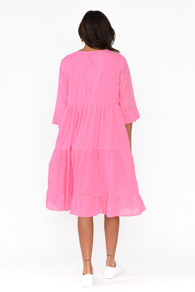 Milana Bright Pink Crinkle Cotton Dress