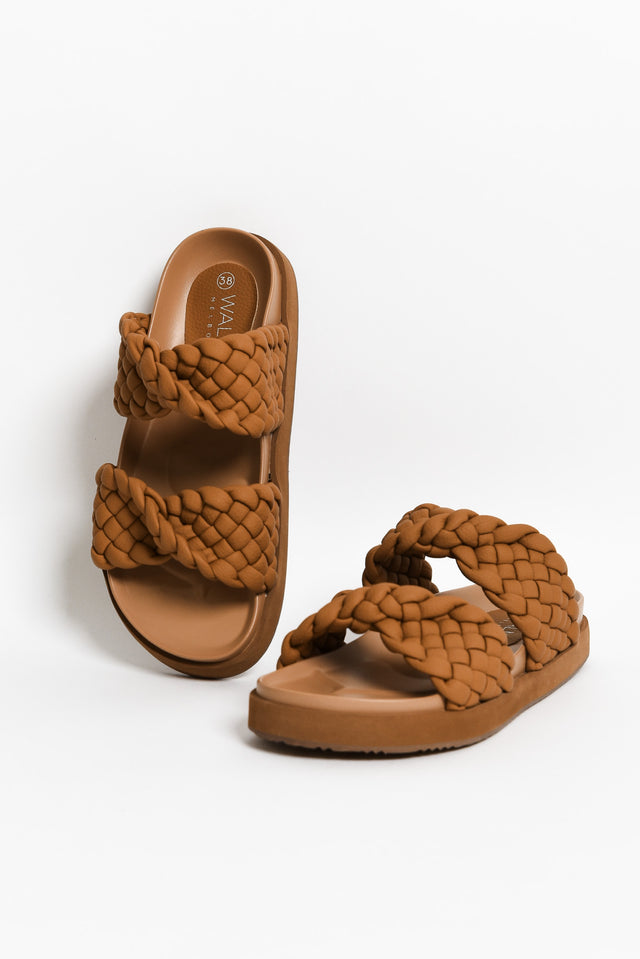 Mim Tan Leather Woven Slide