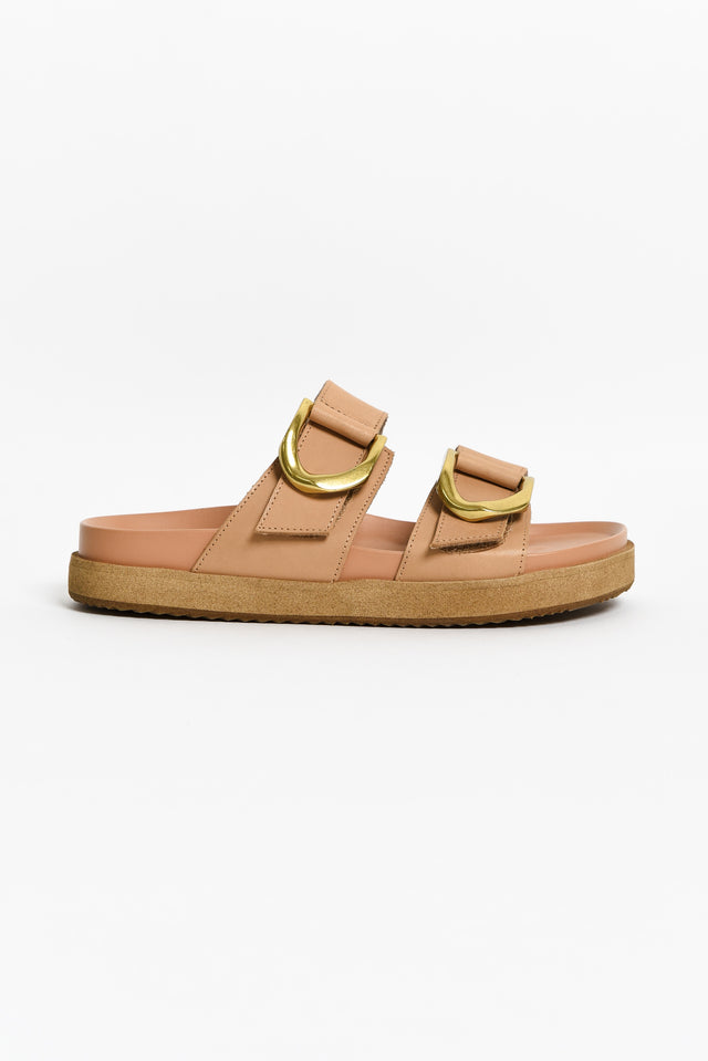 Mint Tan Leather Buckle Slide